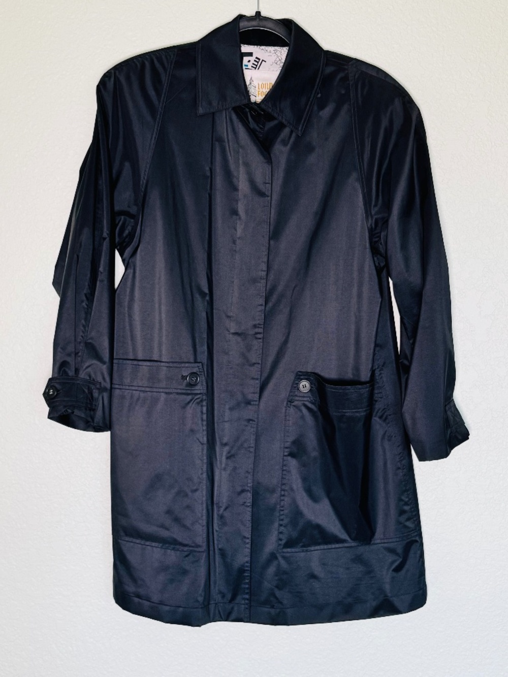 London Fog Rain Jacket Women's 10 Black Long Sleeve Trench Coat Utility Vintage